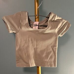 Athleta Girl Ribbed Crop Top in Light Olive